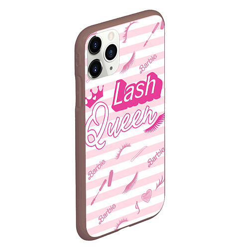 Чехол iPhone 11 Pro матовый Lash queen - pink Barbie pattern / 3D-Коричневый – фото 2