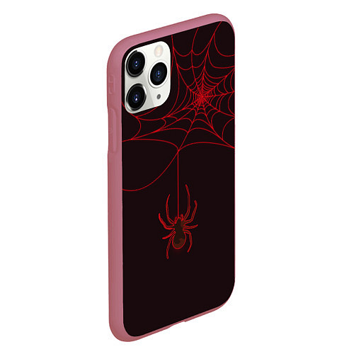 Чехол iPhone 11 Pro матовый Красная паутина / 3D-Малиновый – фото 2