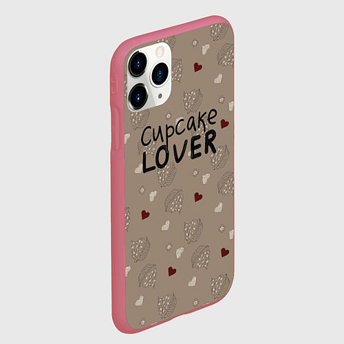 Чехол iPhone 11 Pro матовый Любитель капкейков / 3D-Малиновый – фото 2