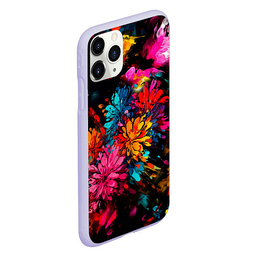 Чехол iPhone 11 Pro матовый Краски и цветы / 3D-Светло-сиреневый – фото 2