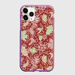 Чехол iPhone 11 Pro матовый Осень - бордовый, цвет: 3D-фиолетовый