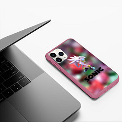Чехол iPhone 11 Pro матовый Ехидна Наклз соник, цвет: 3D-малиновый — фото 2