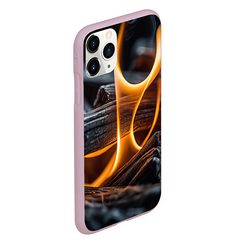 Чехол iPhone 11 Pro матовый Дрова в костре - нейросеть / 3D-Розовый – фото 2