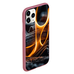 Чехол iPhone 11 Pro матовый Дрова в костре - нейросеть, цвет: 3D-малиновый — фото 2