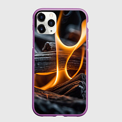 Чехол iPhone 11 Pro матовый Дрова в костре - нейросеть, цвет: 3D-фиолетовый