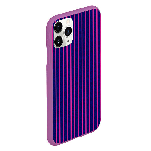 Чехол iPhone 11 Pro матовый Фиолетовый полосатый / 3D-Фиолетовый – фото 2