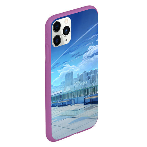 Чехол iPhone 11 Pro матовый Love Money Rock-n-Roll крыша школы / 3D-Фиолетовый – фото 2