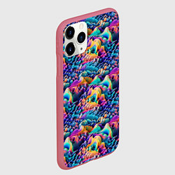 Чехол iPhone 11 Pro матовый Разноцветные причудливые волны, цвет: 3D-малиновый — фото 2