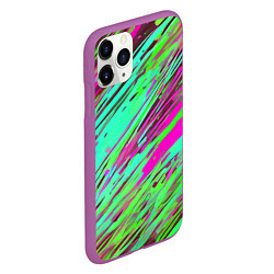 Чехол iPhone 11 Pro матовый Разноцветные брызги зелёные и розовые, цвет: 3D-фиолетовый — фото 2