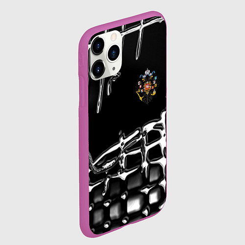 Чехол iPhone 11 Pro матовый Россия герб РФ / 3D-Фиолетовый – фото 2