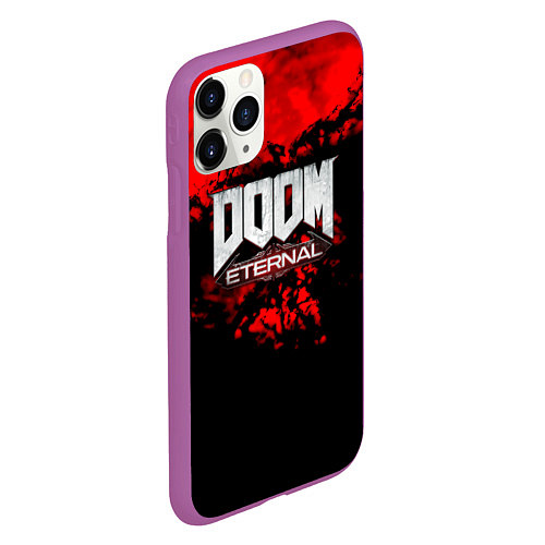 Чехол iPhone 11 Pro матовый Doom blood game / 3D-Фиолетовый – фото 2