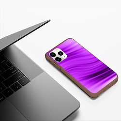 Чехол iPhone 11 Pro матовый Розово фиолетовый абстрактный узор волны, цвет: 3D-коричневый — фото 2