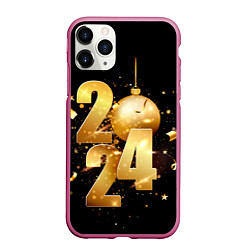 Чехол iPhone 11 Pro матовый Новый 2024 год, цвет: 3D-малиновый