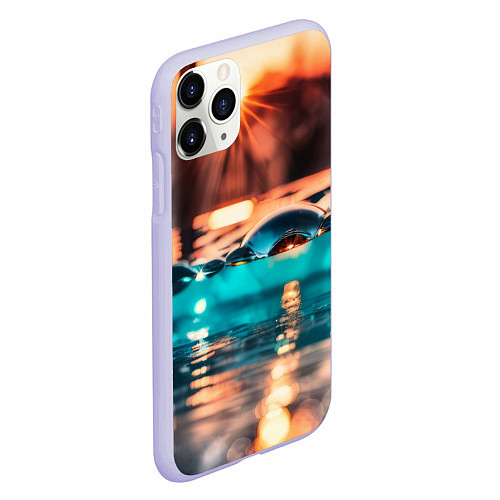 Чехол iPhone 11 Pro матовый Поверхность воды на закате макро / 3D-Светло-сиреневый – фото 2