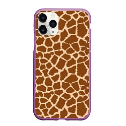 Чехол iPhone 11 Pro матовый Кожа жирафа - giraffe, цвет: 3D-фиолетовый