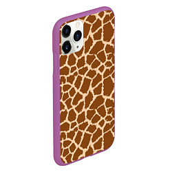 Чехол iPhone 11 Pro матовый Кожа жирафа - giraffe, цвет: 3D-фиолетовый — фото 2