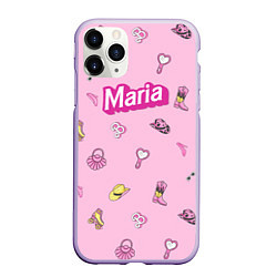 Чехол iPhone 11 Pro матовый Имя Мария в стиле барби - розовый паттерн аксессуа, цвет: 3D-светло-сиреневый
