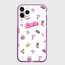 Чехол iPhone 11 Pro матовый Дарья - в стиле барби: аксессуары паттерн, цвет: 3D-фиолетовый