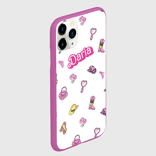Чехол iPhone 11 Pro матовый Дарья - в стиле барби: аксессуары паттерн / 3D-Фиолетовый – фото 2