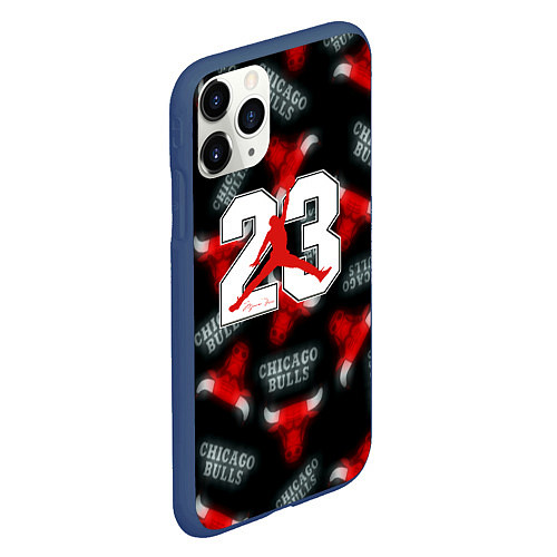 Чехол iPhone 11 Pro матовый Basketball jordan logo / 3D-Тёмно-синий – фото 2