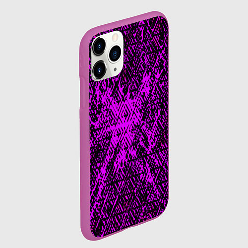 Чехол iPhone 11 Pro матовый Фиолетовая глитч инфекция / 3D-Фиолетовый – фото 2