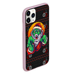 Чехол iPhone 11 Pro матовый Санта зомби, цвет: 3D-розовый — фото 2