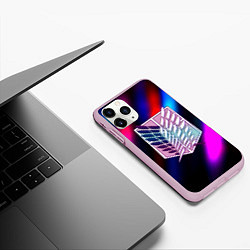 Чехол iPhone 11 Pro матовый Attack on Titan stripes neon, цвет: 3D-розовый — фото 2