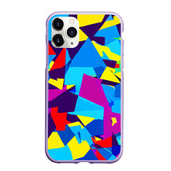 Чехол iPhone 11 Pro матовый Полигональная композиция - поп-арт - нейросеть, цвет: 3D-светло-сиреневый