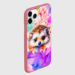Чехол iPhone 11 Pro матовый Ежик в цветах, цвет: 3D-малиновый — фото 2