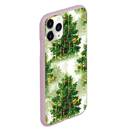 Чехол iPhone 11 Pro матовый Рождественская ель - старинный узор / 3D-Розовый – фото 2