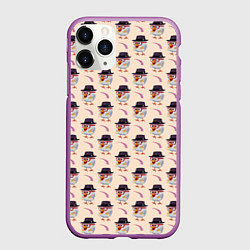 Чехол iPhone 11 Pro матовый Петушок и веточка ягод, цвет: 3D-фиолетовый