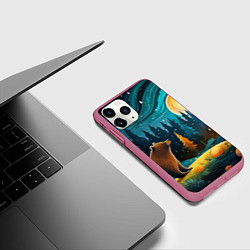 Чехол iPhone 11 Pro матовый Хозяин тайги: медведь в лесу, цвет: 3D-малиновый — фото 2