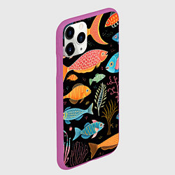 Чехол iPhone 11 Pro матовый Фолк-арт рыбовы, цвет: 3D-фиолетовый — фото 2