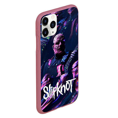 Чехол iPhone 11 Pro матовый Slipknot: guitar / 3D-Малиновый – фото 2