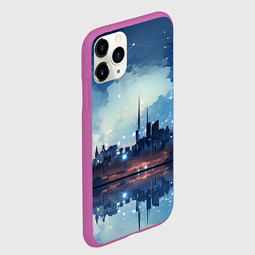 Чехол iPhone 11 Pro матовый Хрустальный город / 3D-Фиолетовый – фото 2