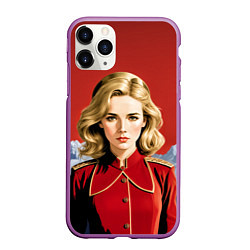 Чехол iPhone 11 Pro матовый Девушка в красной униформе, цвет: 3D-фиолетовый