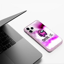 Чехол iPhone 11 Pro матовый Among us game pink, цвет: 3D-розовый — фото 2