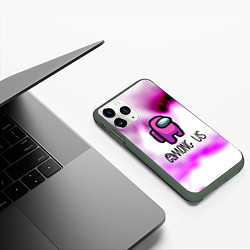 Чехол iPhone 11 Pro матовый Among us game pink, цвет: 3D-темно-зеленый — фото 2