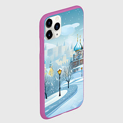 Чехол iPhone 11 Pro матовый Новогодний город России, цвет: 3D-фиолетовый — фото 2