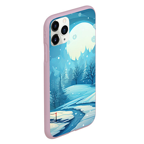 Чехол iPhone 11 Pro матовый Город перед рождеством / 3D-Розовый – фото 2