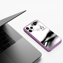 Чехол iPhone 11 Pro матовый Assassins Creed logo texture, цвет: 3D-фиолетовый — фото 2