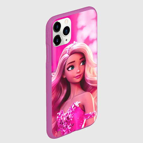 Чехол iPhone 11 Pro матовый Барби кукла в вечернем платье от нейросети / 3D-Фиолетовый – фото 2