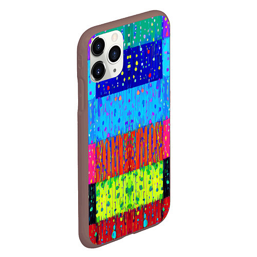 Чехол iPhone 11 Pro матовый Геометрическая абстракция - капли дождя / 3D-Коричневый – фото 2