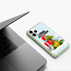 Чехол iPhone 11 Pro матовый С новым 2024 годом, цвет: 3D-салатовый — фото 2