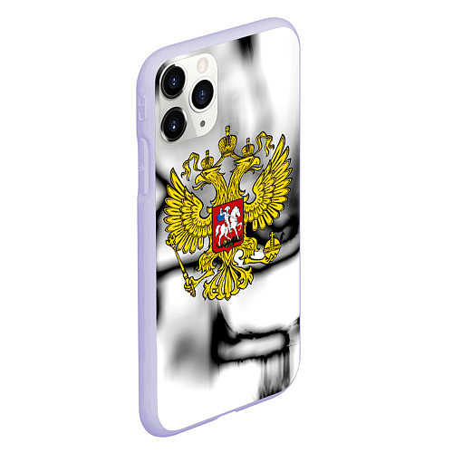 Чехол iPhone 11 Pro матовый Герб РФ черно белый / 3D-Светло-сиреневый – фото 2