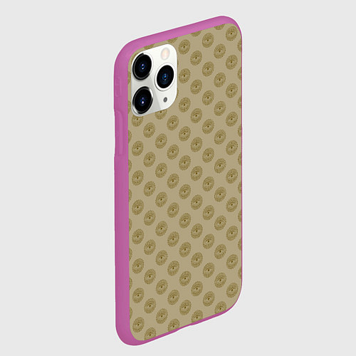 Чехол iPhone 11 Pro матовый Паттерн глаз с растительным орнаментом на бежевом / 3D-Фиолетовый – фото 2