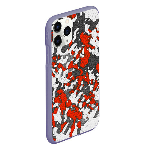 Чехол iPhone 11 Pro матовый Абстракция серо-красная / 3D-Серый – фото 2