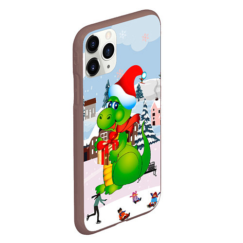 Чехол iPhone 11 Pro матовый Новогодний дракон / 3D-Коричневый – фото 2