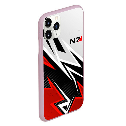 Чехол iPhone 11 Pro матовый N7 mass effect - white and red / 3D-Розовый – фото 2