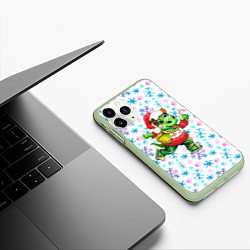 Чехол iPhone 11 Pro матовый Дракон и снежинки, цвет: 3D-салатовый — фото 2